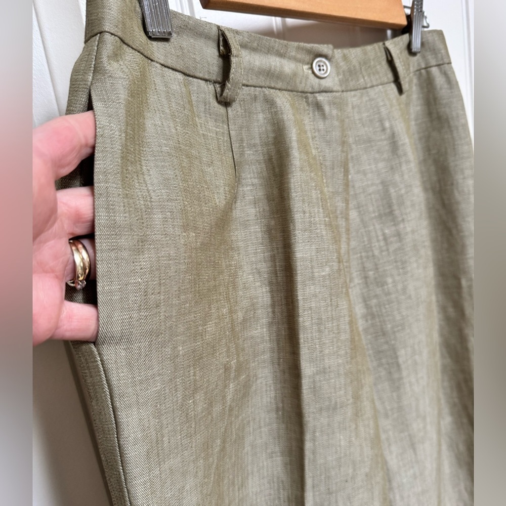 Vintage Current Light Khaki Linen Blend High Waist Wide Leg Cropped Pant. 30โ - Picture 3 of 7
